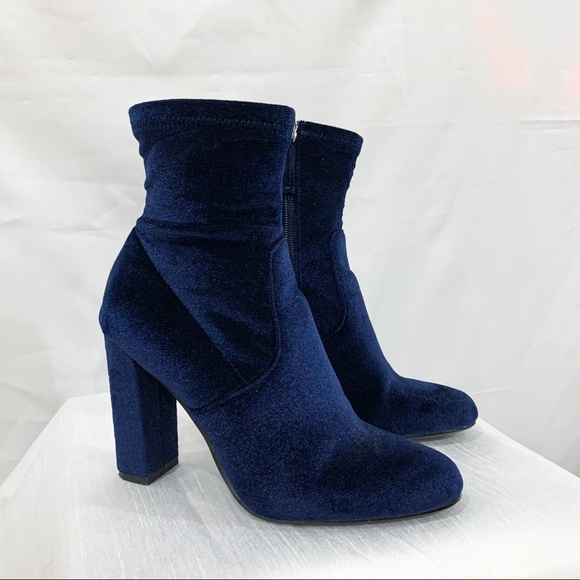 Steve Madden Shoes - STEVE MADDEN Blue Velvet Sock Booties